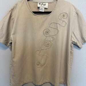 Talk of the Walk Beige Shirt with Unique Stitching Size L